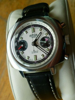 Vintage Arsa Hand Winding Chronograph 7733 Valjoux Mens Watch
