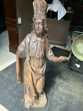 Hand Carved Wooden Icon Statue Over Four Feet Tall One Of A Kind