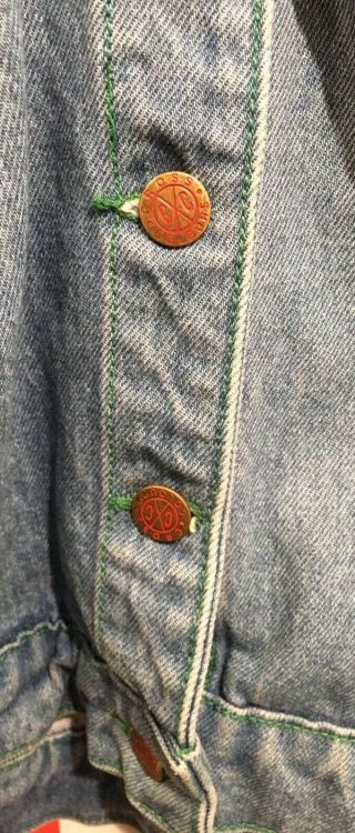 Vintage Cross Colours Denim Jacket Hoodie Size 2 Large Patches Zipper 4
