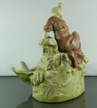 Antique Royal Dux Porcelain Bowl Centerpiece Lady on a Shell Czech Republic 5