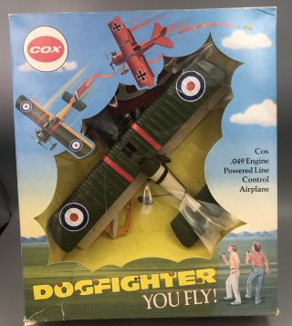 Vintage 1990 Cox Dogfighter You Fly Airplane Model Old Stock.  049 Engine