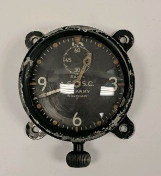 Vintage U.  S.  Army Aviation Cockpit 8 Day Clock Waltham Watch Co.