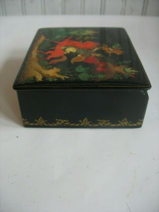 Vintage Soviet Russian lacquered Palekh hand painted box 1983 SIGNED USSR 5