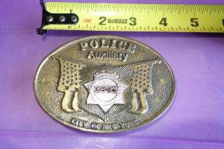 Vintage Nypd Auxiliary Brass Belt Buckle