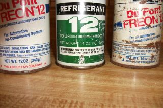NOS Vintage (2) 14 oz.  & (1) 12 oz.  Cans R12 Refrigerant Freon DuPont & National 4
