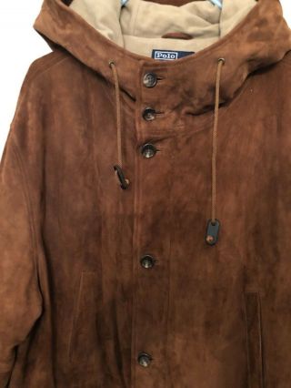 VINTAGE POLO by Ralph Lauren MENS suede leather winter coat Great coat SIZE XXL 2