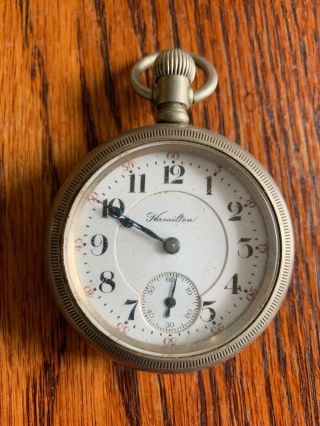 Vintage Hamilton Pocket Watch Needs Work Case And Watch In