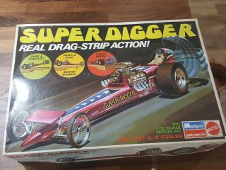 Vintage Rare Monogram 1/12 Digger Dragster Model Kit 5991 Mattel
