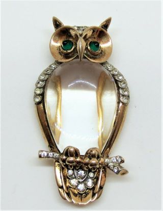 Vintage TRIFARI Sterling Jelly Belly Owl Clip Pin Brooch Signed 5