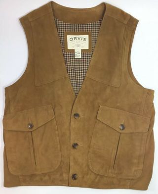 Orvis Leather Mens Vest Sz Medium Rn70534 Vintage Looking L1a