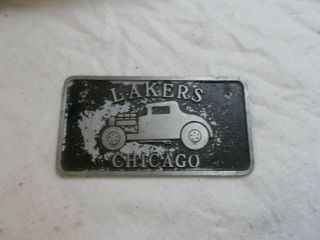 Vintage Aluminum Car Club Plaque Plate Lakers Chicago Chicago Metal Craft