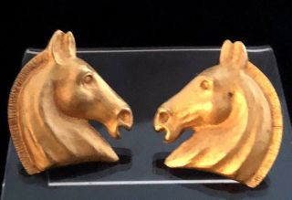 Rare Hermes Paris France Figural Horse Head Earrings