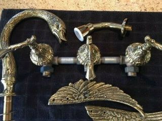 Vintage Artistic Brass Swan Bathtub Shower Faucet Fountain Old Stock