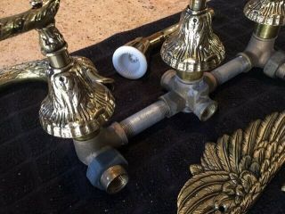 Vintage Artistic Brass Swan Bathtub Shower Faucet Fountain Old Stock 2