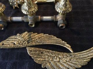 Vintage Artistic Brass Swan Bathtub Shower Faucet Fountain Old Stock 6