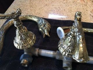 Vintage Artistic Brass Swan Bathtub Shower Faucet Fountain Old Stock 8