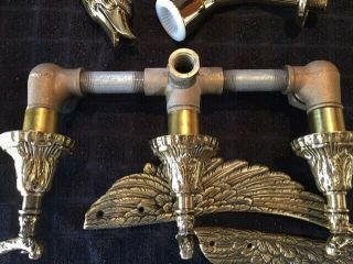 Vintage Artistic Brass Swan Bathtub Shower Faucet Fountain Old Stock 9