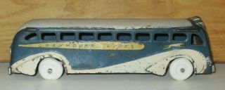 Rare Vintage 1939 Arcade Greyhound Lines Bus With White Rubber Wheels