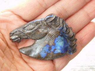 Stunning Vtg Ooak Boulder Opal Double Sided 3d Carved Horse For Pendant Or Other