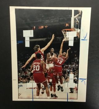 Rare Michael Jordan Vintage Press Wire Photo 1990 Nba Chicago Bulls 76ers Action