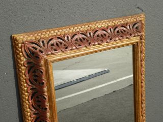 Vintage French Country Gold & Red Wall Mantle Mirror Made in Italy 8