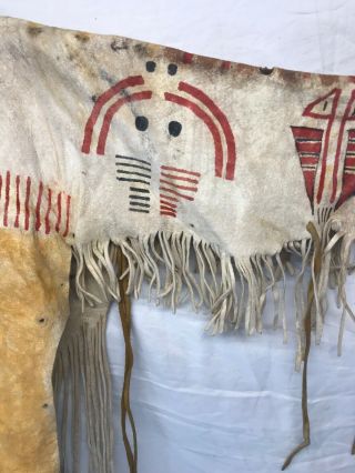 Antique Indian Native American Hand Painted Leatrher Dress Clothing 2