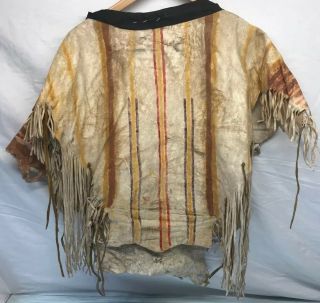 Antique Indian Native American Hand Painted Leatrher Dress Clothing 5
