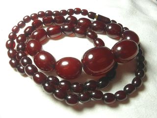 Antique Vintage Cherry Amber Bakelite Beads Necklace 67.  82g Marbled