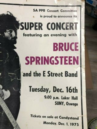 BRUCE SPRINGSTEEN Concert Poster,  Laker Hall.  1975 Rare Tour 2