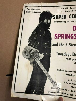 BRUCE SPRINGSTEEN Concert Poster,  Laker Hall.  1975 Rare Tour 4