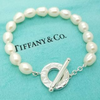 Tiffany & Co.  Vintage 925 Sterling Silver Oval Pearl 7.  5 