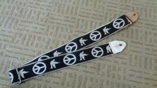 Vintage Ace Black Guitar Strap Peace And Love Neil Young