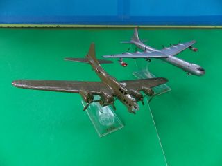 Vintage Aurora Small Scale B - 17 & B - 36 Built With Old Style Stand