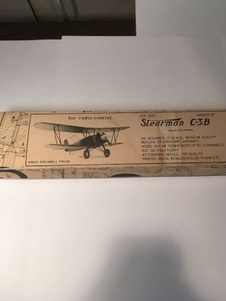 Vintage Stearman C - 3b Balsa Model Airplane Kit By Flyline Models Freeflight,  R/c