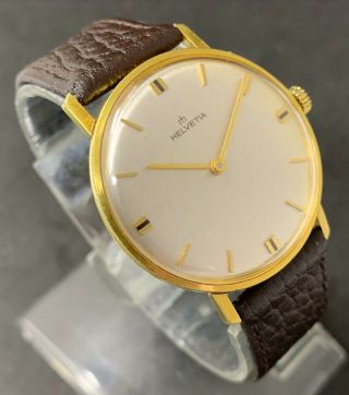 Rare Vintage HELVETIA slim Gents Swiss Watch Cal.  74,  17 Jewels 1966 3