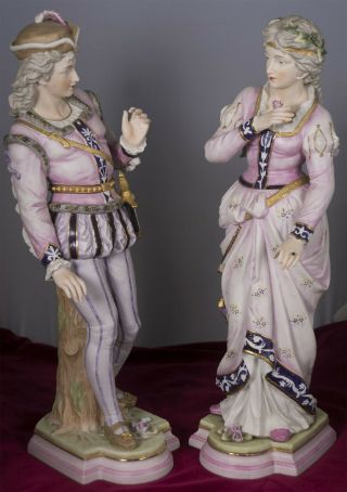 Lovely Bisque Couple French? Or Italian? Or English? Figurines Early To Pre 1900