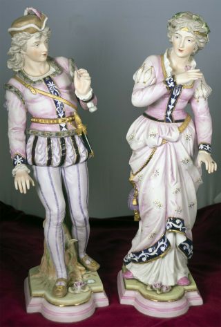 Lovely bisque couple French? or Italian? or English? figurines early to pre 1900 3