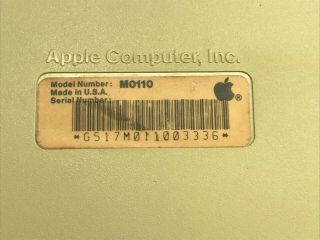 Vintage Apple Macintosh M0110 Keyboard for the 128K & 512k 8