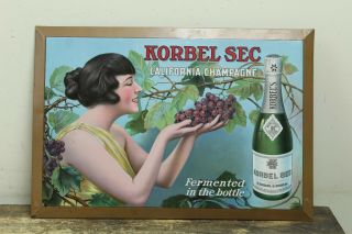 Vintage 1930s Korbel Sec California Champagne Sign