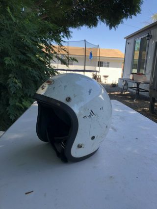 Vintage Bell RT Motorcycle Helmet White 8/79 Size 7 5/8 5