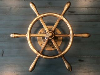 Vintage Brass Ship’s Wheel Helm,  Yacht,  Steering Station,  Submarine Valve