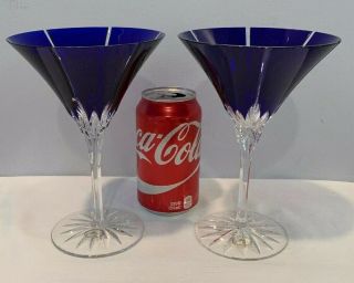 VTG Set of 2 Ajka Crystal Albinka Martini Glasses Cobalt Blue Cut Clear 7 - 1/4 