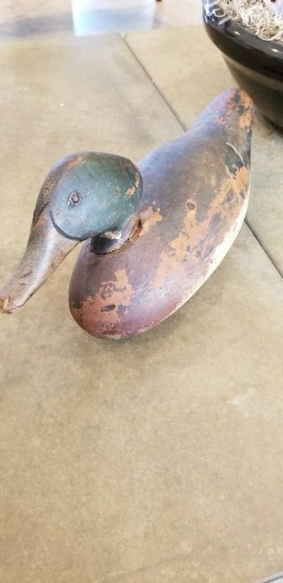 Vintage Duck Decoy - Field,  Weight Attached and Both Eyes 2