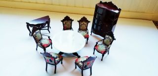 Vintage Bespaq Mahogany 9 Piece Art Deco Print Victorian Dining Room Set