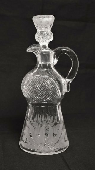 Wonderful Large Vintage Scottish Edinburgh Crystal Glass Thistle Decanter,  11 ".