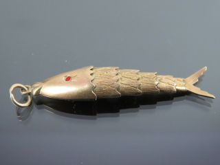 LARGE VINTAGE 9ct GOLD & ENAMEL ARTICULATED FISH PENDANT CHARM 1965 4