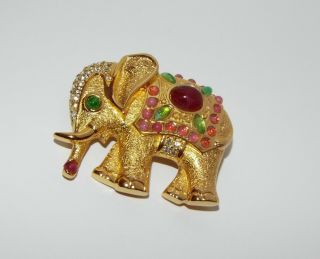 Vintage Signed Grosse Rhinestone Elephant Brooch Pin Mogul Figural Costume
