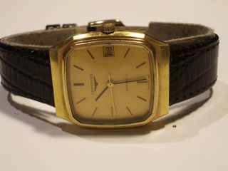 Longines Rare Vintage Mens Automatic,  Gold Dial,  Gold Plated,  Orig. ,  Vg