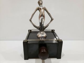 Vintage Dunhill Silent Flame Veil / Nude Dancer Table Lighter Bakelite Base