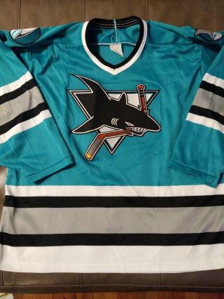 Xl Vintage 1991 San Jose Sharks Inaugural Season Authentic Ccm Hockey Jersey 90s